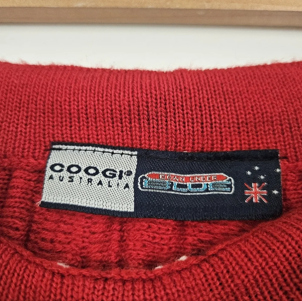 COOGI Australia Vintage Fair Isle Knit Sweater Skirt Feather Trim SZ M / L - Picture 5 of 5